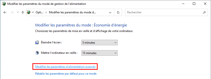 Activer l'hibernation de Windows
