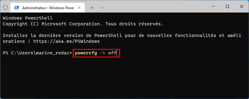 Activer l'hibernation de Windows