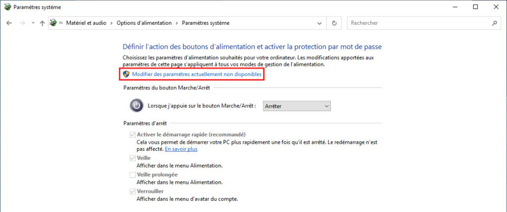 Activer l'hibernation de Windows