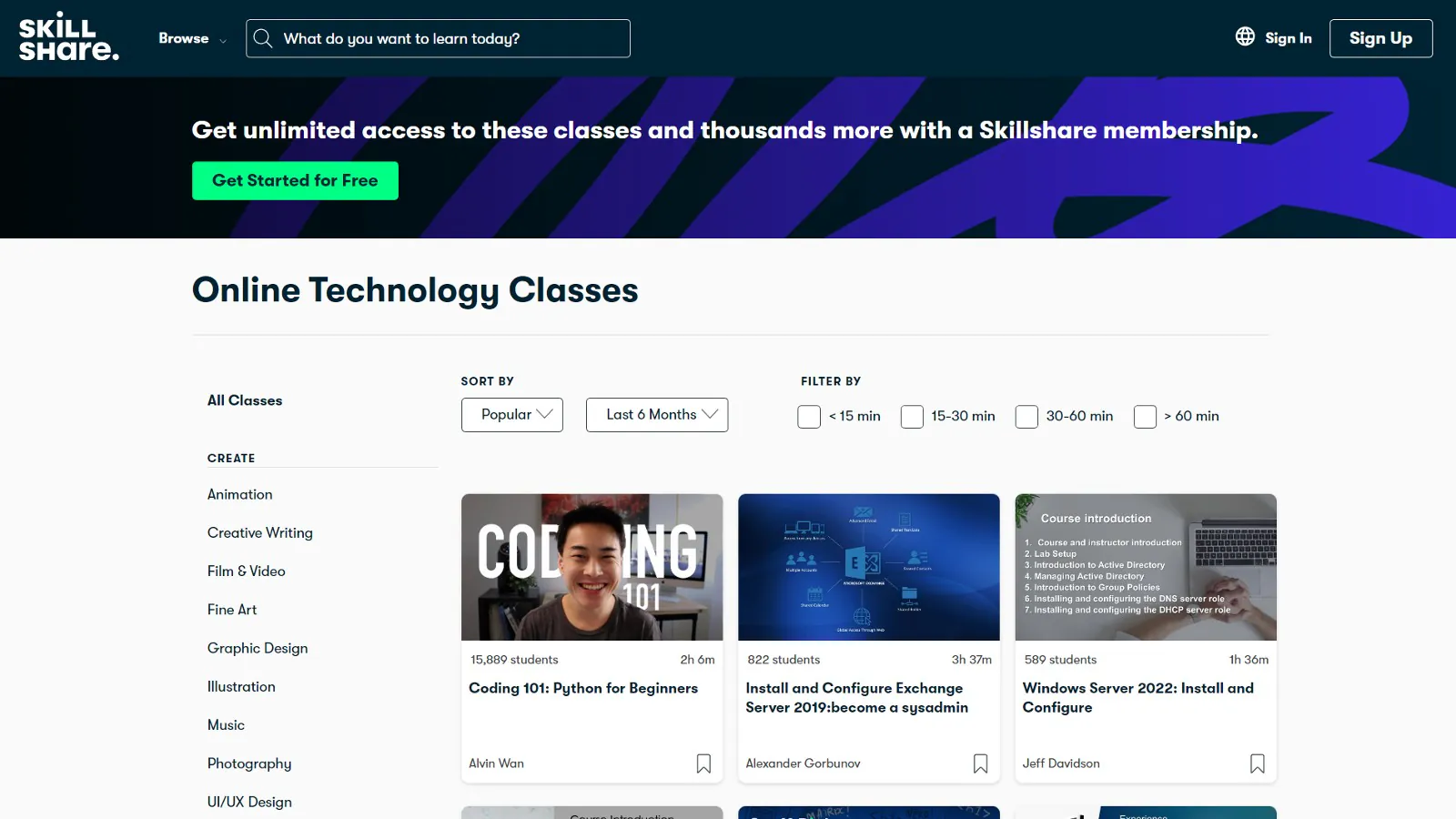 Liste des cours Skillshare
