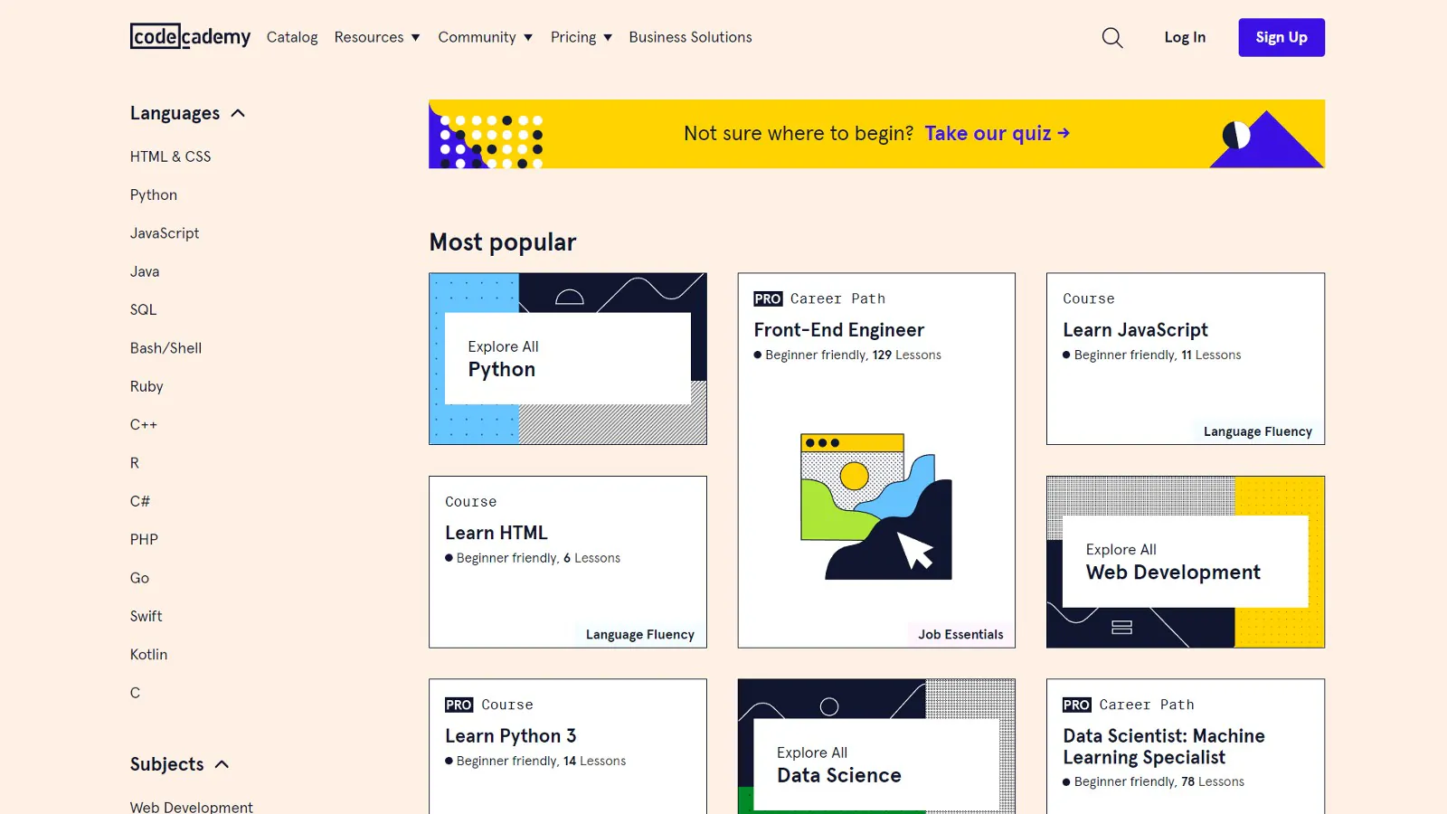 Liste des cours les plus populaires de Codecademy