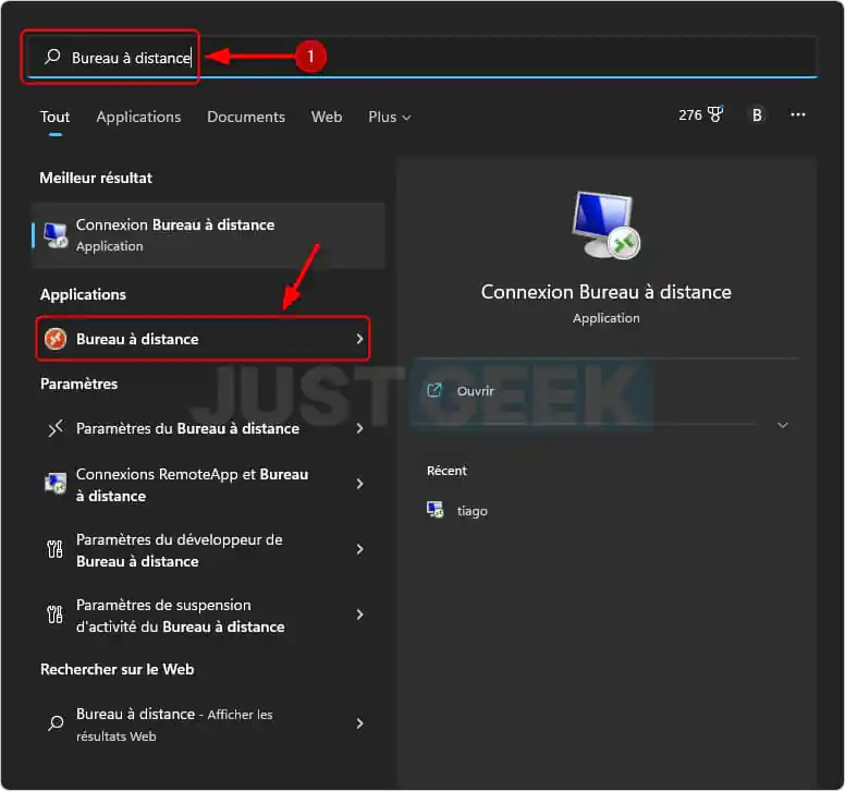 Ouvrez l'application Microsoft Remote Desktop