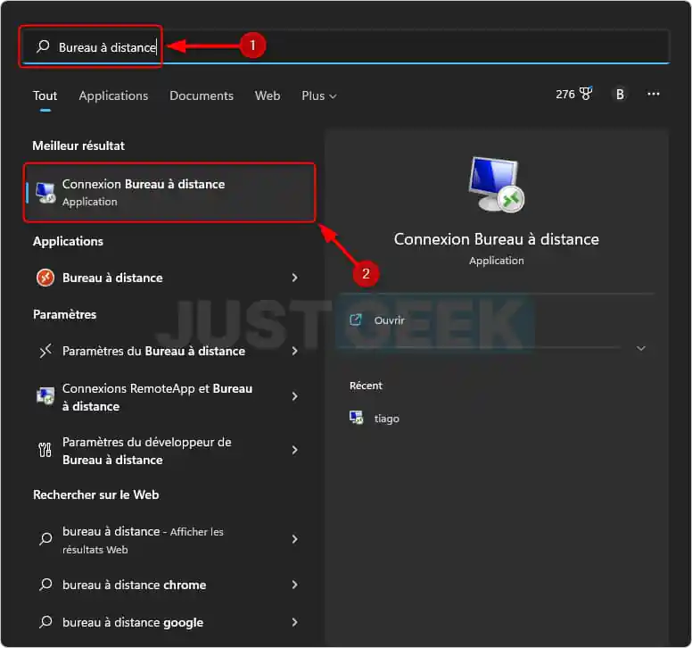Ouvrir la connexion Bureau à distance sur Windows 11