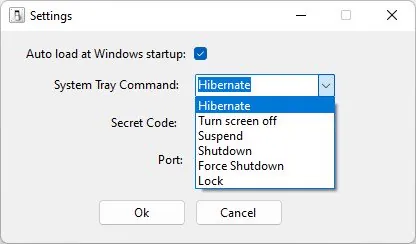 Paramètres du logiciel Remote Shutdown Manager