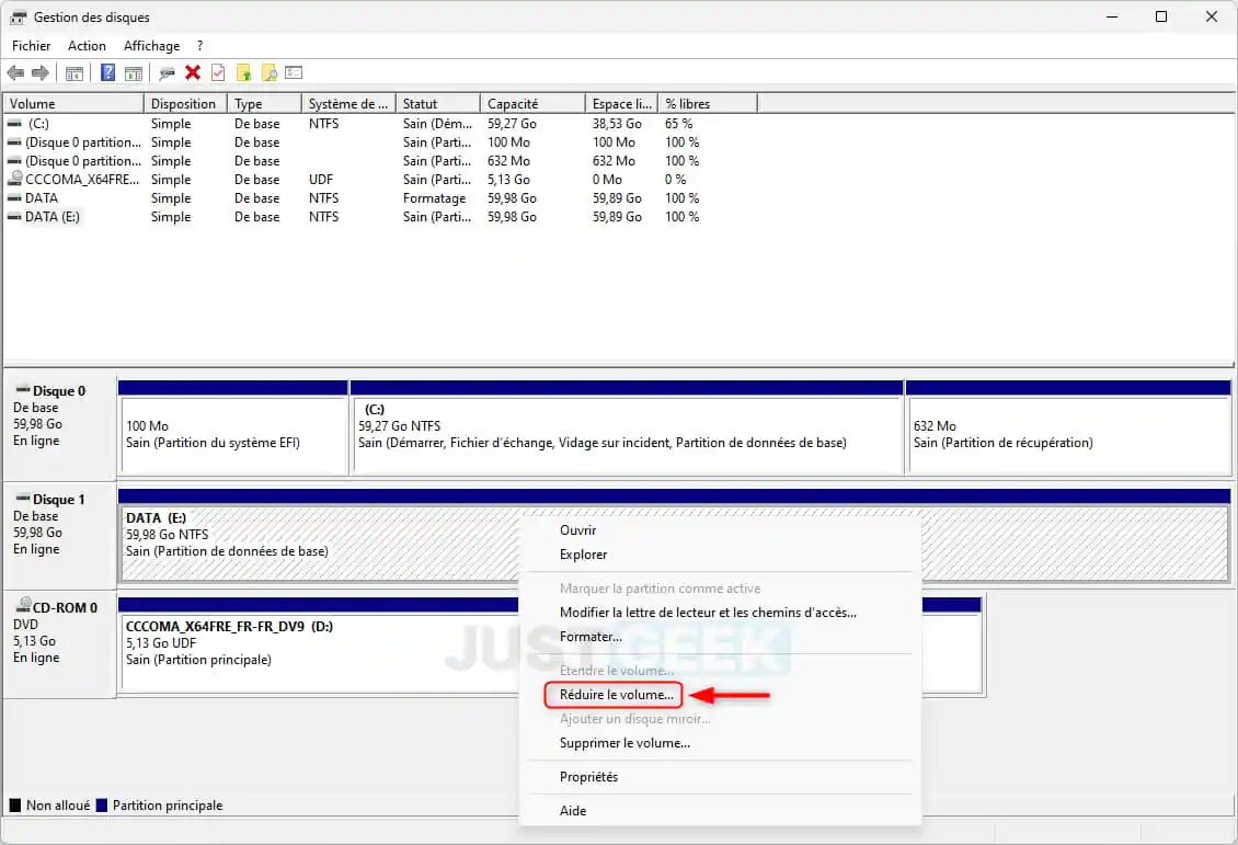 Partitionner un disque dur ou un SSD avec la gestion des disques