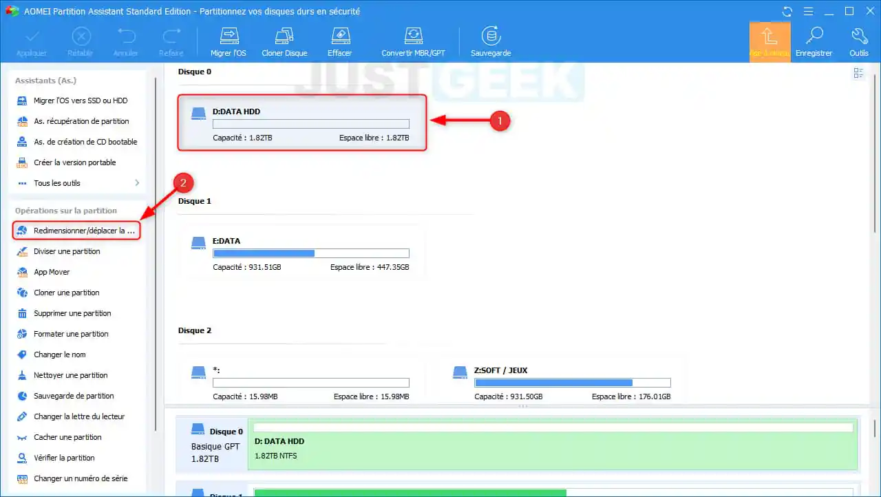 Partitionner un disque dur ou un SSD avec AOMEI Partition Assistant Standard