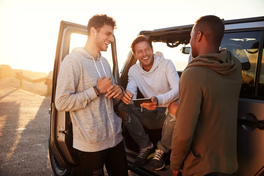 Amitié Masculin, Sourire, Ciel, Photographie au flash