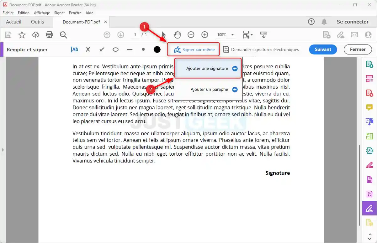 Créer une signature dans Adobe Acrobat Reader