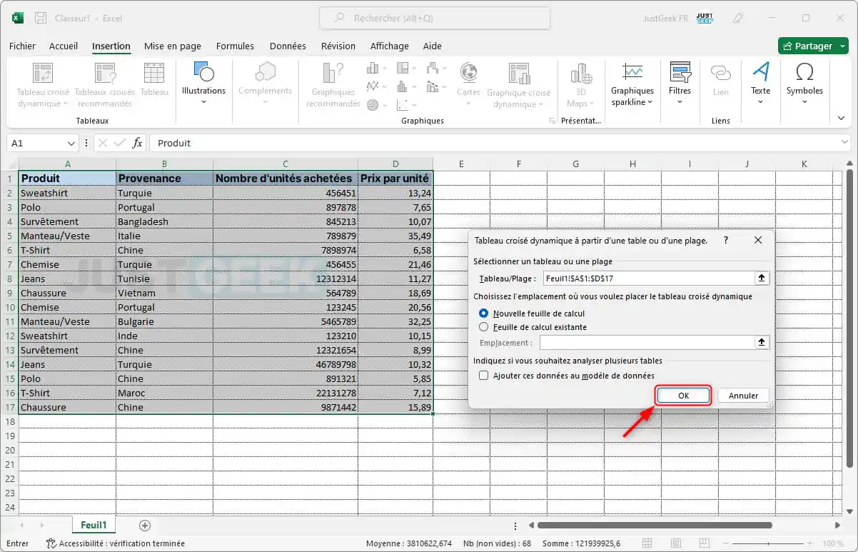 Créer un tableau croisé dynamique dans Excel