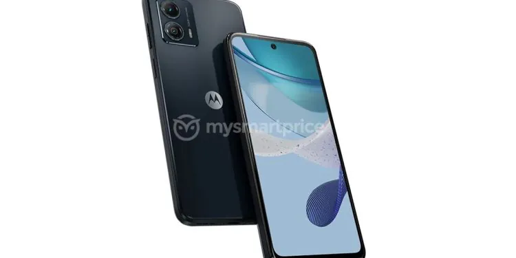 Rendu Moto G13, spécifications en ligne de surface ;  Conçu pour venir avec des caméras arrière doubles de 50 mégapixels