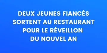 Deux jeunes fiancés sortent au restaurant le soir du Nouvel An