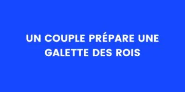 Un couple prépare une galette des rois