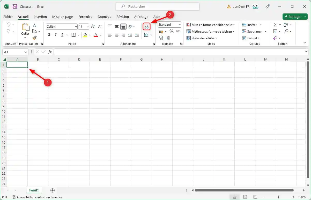 Définir un retour à la ligne automatique dans une cellule Excel