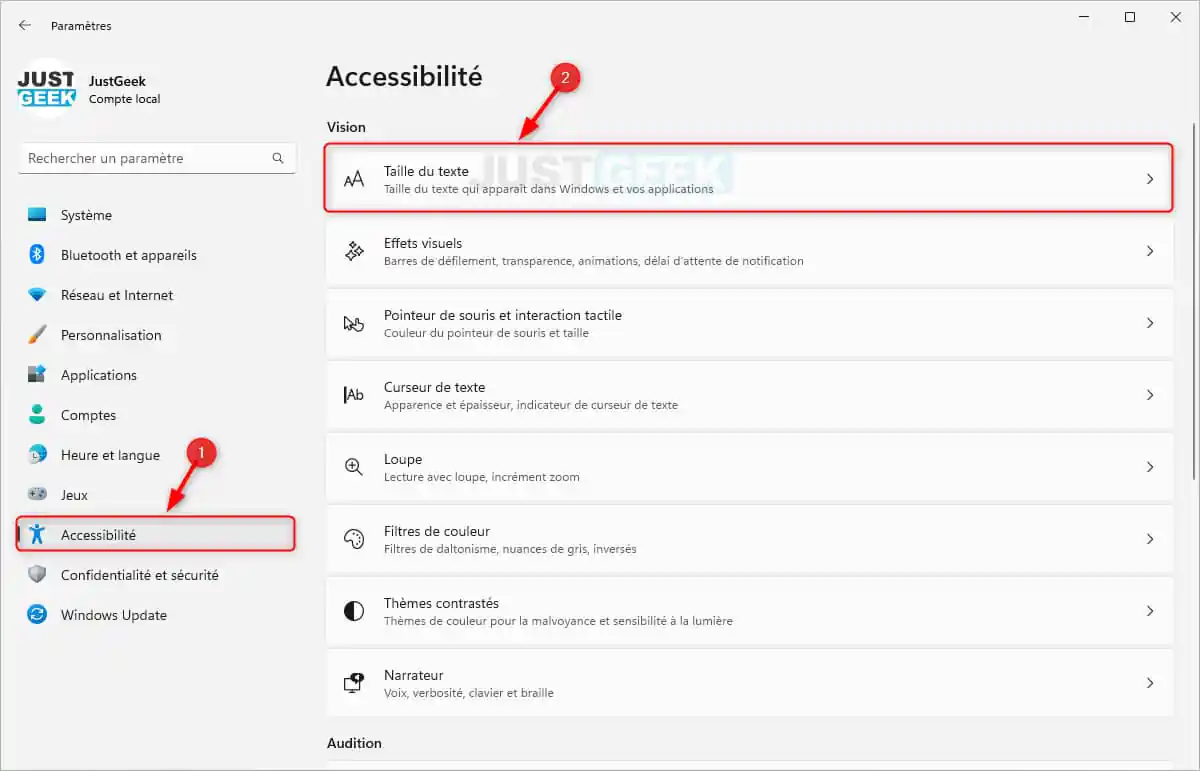 Comment changer la taille de la police sur Windows 11 ?