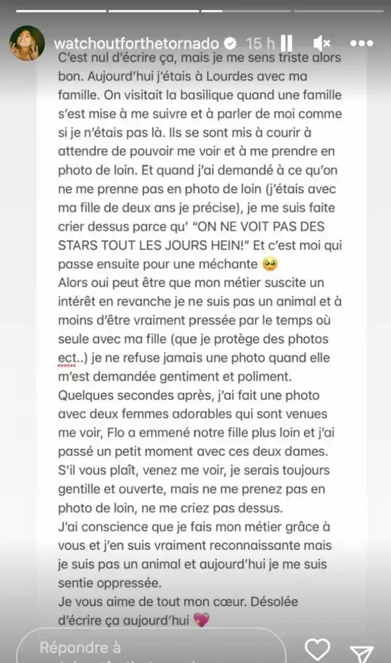 la chanteuse au pire... poursuivie avec sa fille de 2 ans...