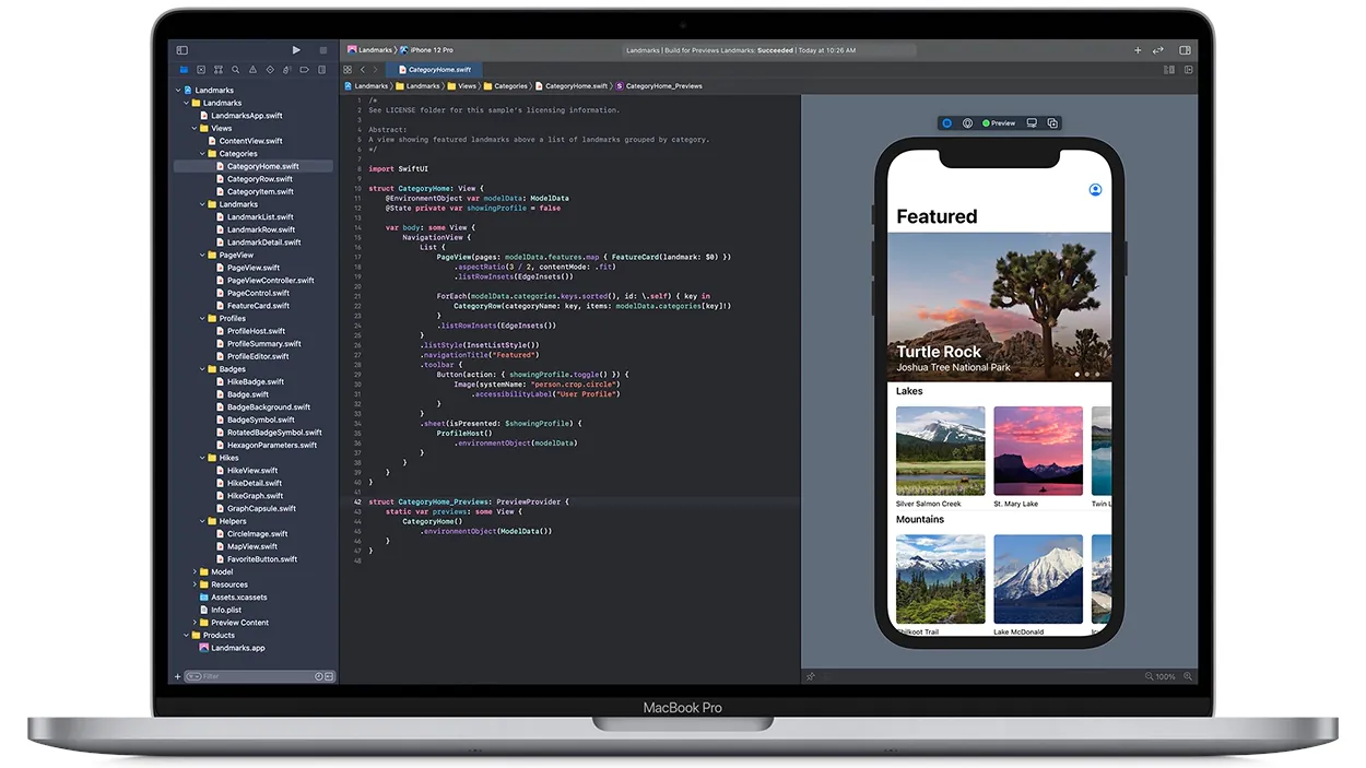 Xcode sur un MacBook Pro