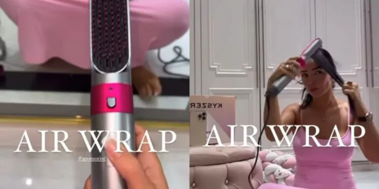 elle fait de la publicité pour un Dyson Airwrap contrefait