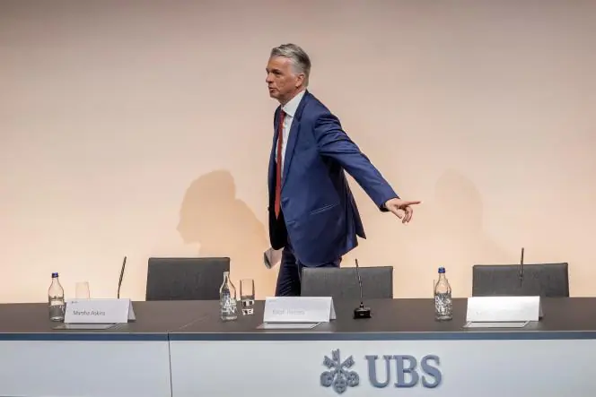 Le nouveau CEO d'UBS, Sergio Ermotti, lors d'une conférence de presse à Zurich le 29 mars 2023.