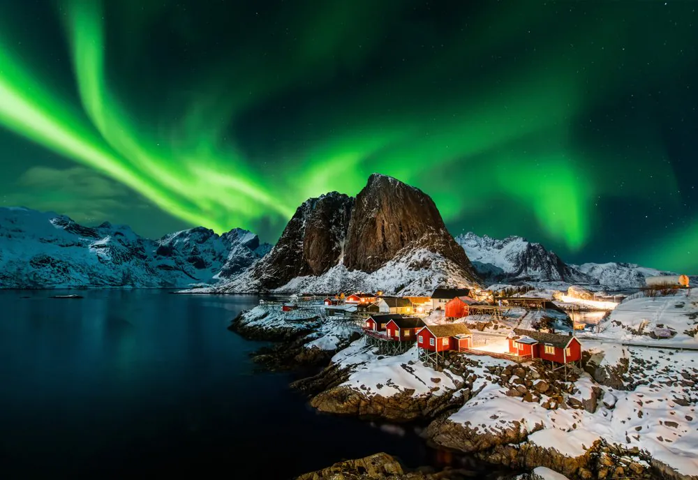 Northern Lights Norway, Atmosphère, Eau, Ciel, Vert, Paysage naturel, Nature, Aurora, Montagne, Neige