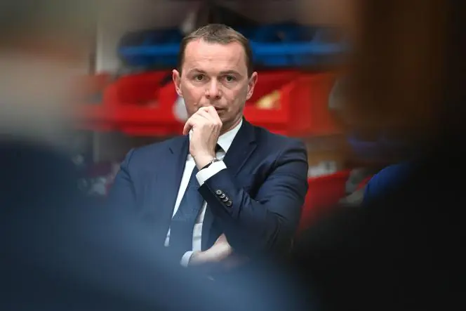 Le ministre du Travail, Olivier Dussopt, à Aubervilliers (Seine-Saint-Denis), mercredi 24 mai 2023.