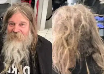 A homeless man's transformation after receiving a complimentary haircut